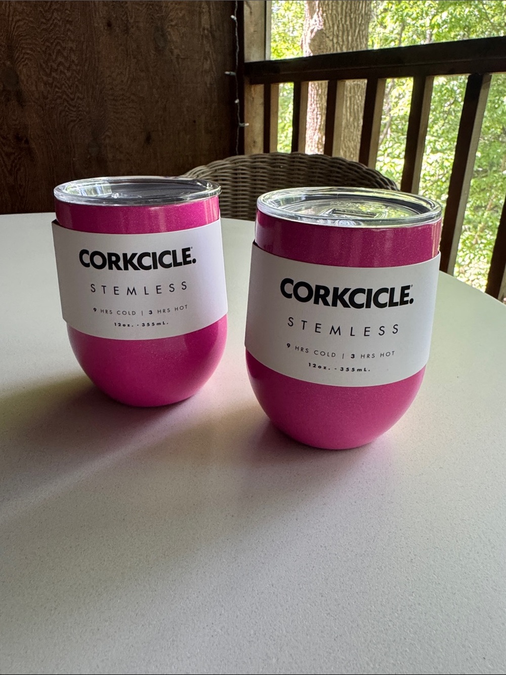 NWT Rare Set of TWO Corkcicle Stemless Tumbler 12oz Unicorn Pink Dazzle Sparkle
